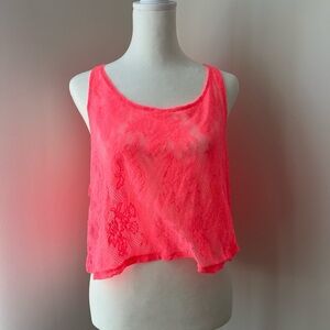 Victoria’s Secret Pink Neon Pink Lace Tank Top| Size S